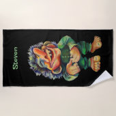 Skandinavischer Sonnentroll Illustration Wasserfar Strandtuch (Vorderseite)