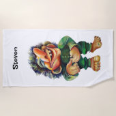 Skandinavischer Sonnentroll Illustration Wasserfar Strandtuch (Vorderseite)