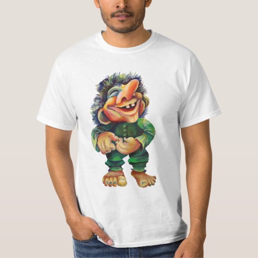 Skandinavischer Sonnentroll Illustration Wasserfar T-Shirt (Vorderseite)