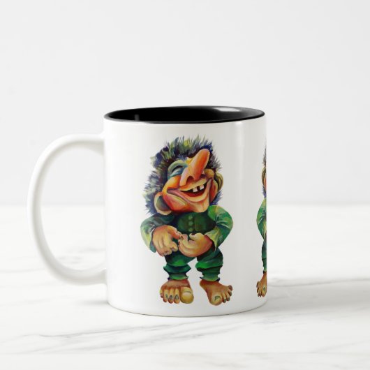 Skandinavischer Sonnentroll Illustration Wasserfar Zweifarbige Tasse (Links)