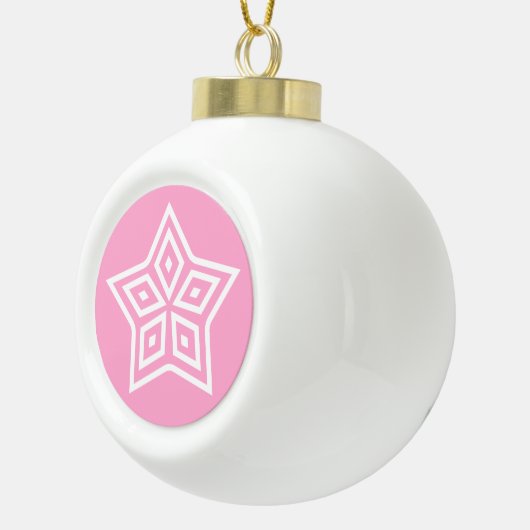Skandinavischer Stern, weiß pink Keramik Kugel-Ornament (Rechts)