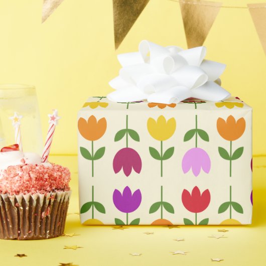 Skandinavischer Stil farbenfroh auf der Krm-Blume Geschenkpapier (Geburtstagsparty)