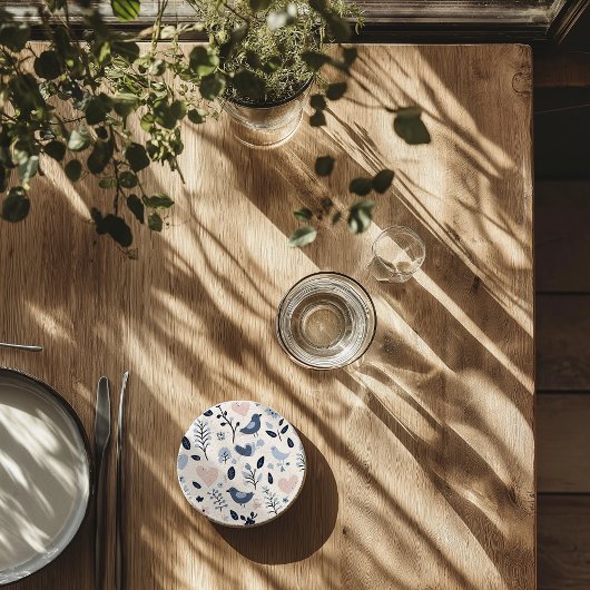 Skandinavischer Vogel- und Blumengestein Untersetz Getränkeuntersetzer