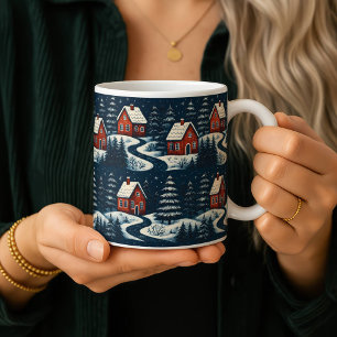 Skandinavischer Volks kunst Kuschel Winterhütte Be Kaffeetasse