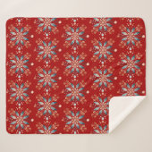 Skandinavischer Volkssnowflake Roter Hintergrund Sherpadecke (Vorderseite (Horizontal))