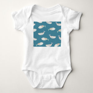 Skandinavischer Wal, Meerestiere Muster Baby Strampler
