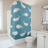 Skandinavischer Wal, Muster von Meerestieren Duschvorhang (Beispiel)