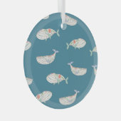 Skandinavischer Wal, Muster von Meerestieren Ornament Aus Glas (Vorderseite Rechts)