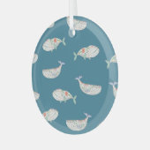 Skandinavischer Wal, Muster von Meerestieren Ornament Aus Glas (Vorderseite links)