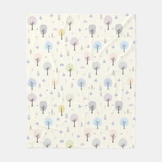 Skandinavischer Wald Nahtloses Muster Fleecedecke (Vorderseite)