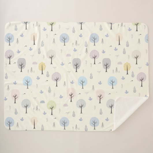 Skandinavischer Wald Nahtloses Muster Sherpadecke (Vorderseite (Horizontal))