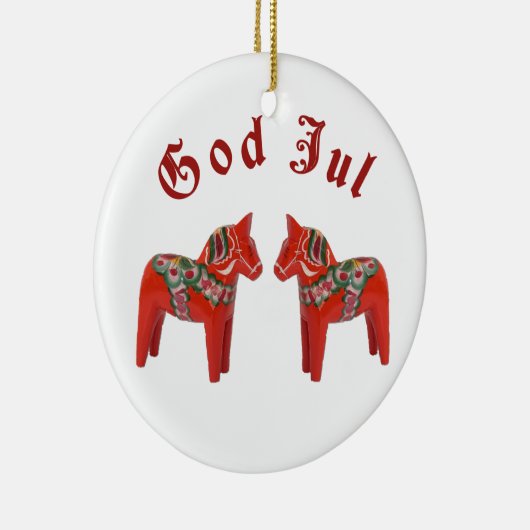 Skandinavischer WeihnachtenDala Pferdegott Jul! Keramik Ornament (Rechts)