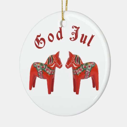 Skandinavischer WeihnachtenDala Pferdegott Jul! Keramik Ornament (Links)