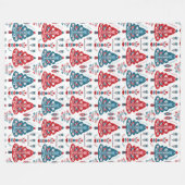 Skandinavischer Weihnachtsbaum Folk Art Winter Fleecedecke (Vorderseite (Horizontal))