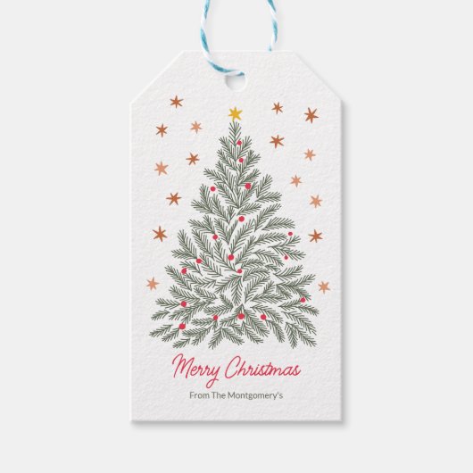 Skandinavischer Weihnachtsbaum-Individuelle Name Geschenkanhänger (Vorderseite)