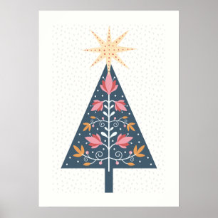 skandinavischer Weihnachtsbaum Poster