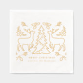 Skandinavischer Weihnachtsbaum Rentier Servietten Mit Folie (Vorderseite)