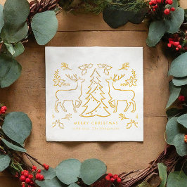 Skandinavischer Weihnachtsbaum Rentier Servietten Mit Folie
