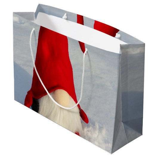 Skandinavischer WeihnachtsGnome Große Geschenktüte (Rückseite Schrägansicht)