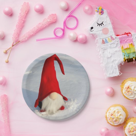 Skandinavischer WeihnachtsGnome Pappteller (Party)