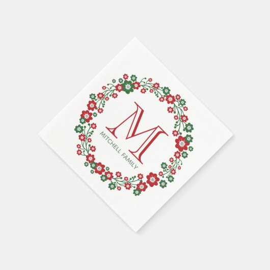 Skandinavischer Weihnachtskranz Mit Monogramm Serviette (Ecke)