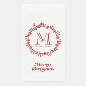 Skandinavischer Weihnachtskranz Mit Monogramm Serviette (Vorderseite)