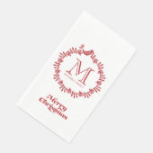 Skandinavischer Weihnachtskranz Mit Monogramm Serviette (Ecke)