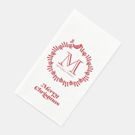 Skandinavischer Weihnachtskranz Mit Monogramm Serviette (Ecke)
