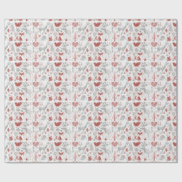 Skandinavischer Weihnachtswald und -tiere Geschenkpapier