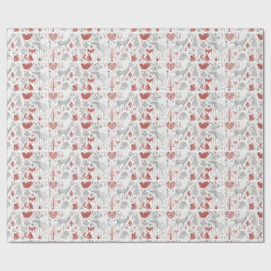 Skandinavischer Weihnachtswald und -tiere Geschenkpapier