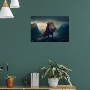 Skandinavischer Wikinger in Kettenrüstung beim Bli Poster