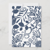 Skandinavischer Winter Blue-Gray Floral Muster Einladung (Rückseite)