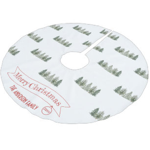 Skandinavischer Winterkiefernbaum Frohe Weihnachte Polyester Weihnachtsbaumdecke