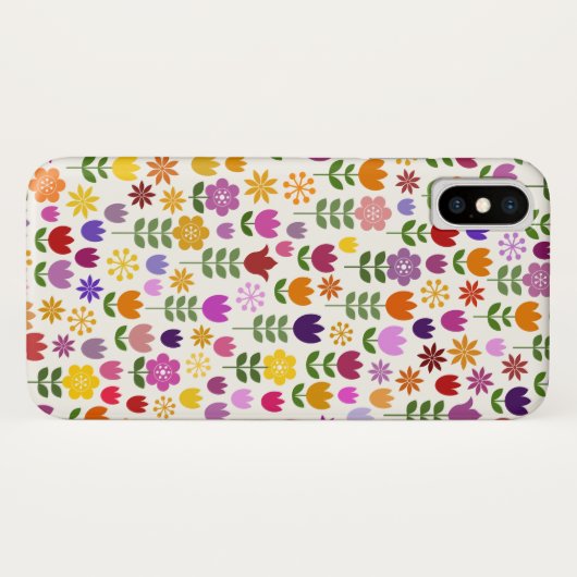 Skandinavisches Art-Blumen-Muster Case-Mate iPhone Hülle (Rückseite (Horizontal))