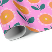 Skandinavisches ästhetisches Blume Muster in Rosa Geschenkpapier (Rolleneckpunkt)
