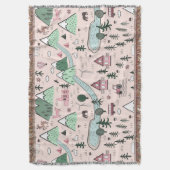 skandinavisches Bauernstädtmuster rosa Decke (Vorderseite Vertikal)