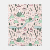 skandinavisches Bauernstädtmuster rosa Fleecedecke (Vorderseite)