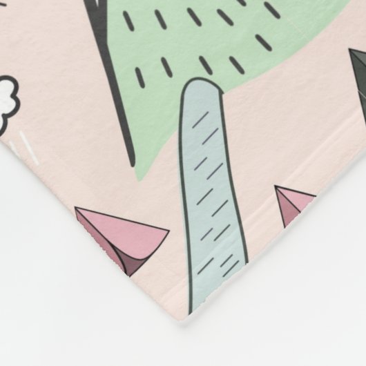 skandinavisches Bauernstädtmuster rosa Fleecedecke (Ecke)