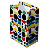 Skandinavisches Bauhaus Mid Century Muster Mittlere Geschenktüte (Vorderseite Schrägansicht)