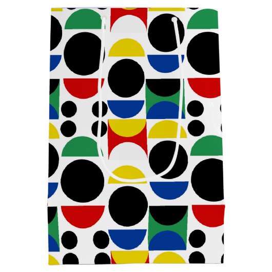 Skandinavisches Bauhaus Mid Century Muster Mittlere Geschenktüte (Rückseite)