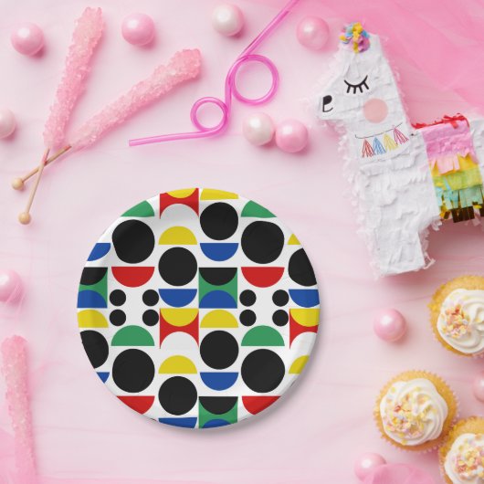 Skandinavisches Bauhaus Mid Century Muster Pappteller (Party)