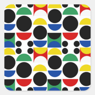 Skandinavisches Bauhaus Mid Century Muster Quadratischer Aufkleber