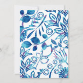 Skandinavisches Blau und Rosa Muster Hochzeit Einladung (Rückseite)