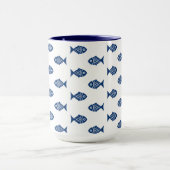 Skandinavisches Blaues Fischmuster Tasse (Zentrum)