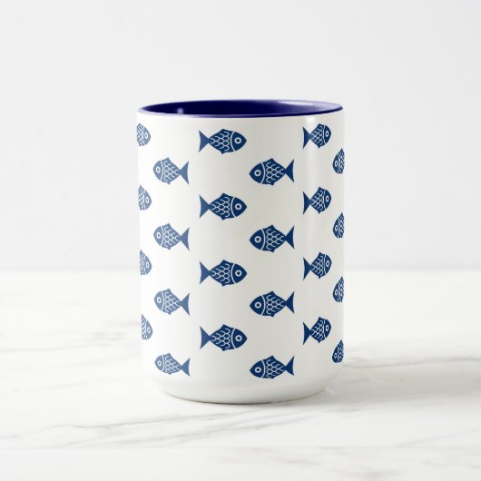 Skandinavisches Blaues Fischmuster Tasse (Zentrum)