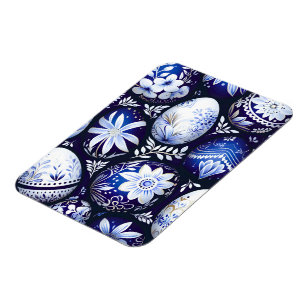 Skandinavisches blaues Osterei-Frühlingsflorales Magnet