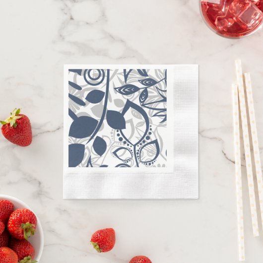 Skandinavisches Blaugraues Blumenmuster Serviette (Beispiel)