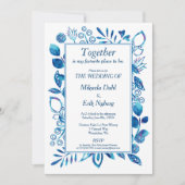 Skandinavisches Blumenmuster Hochzeit Einladung (Vorderseite)