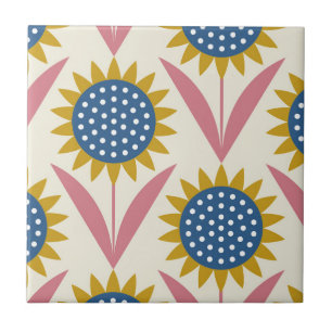 Skandinavisches Blumenmuster,Retro-Stil,Mitte des Fliese