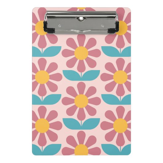 skandinavisches Blumenmuster, Retrostil, Mitte Mini Klemmbrett (Vorderseite)